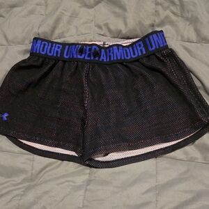 Under Armour Women's Black and Blue Athletic Shorts